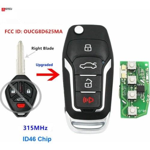 Keyecu 4 Button Upgraded Flip Remote Key 315MHz ID46 Chip for Mitsubishi Eclipse Galant 2007 2008 2009 -2012 FCC ID: OUCG8D625MA