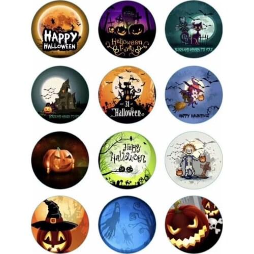 50PCS Alloy Snap Button Charms Time Gem All Saints' Day For 18MM DIY Button Snap Bracelet Necklace Jewelry
