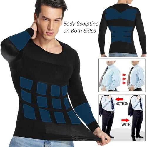 Men Slimming Body Shaper Belly Control Shapewear Man Compression Shirt Long Sleeve Modeling Underwear Waist Trainer Vest Corset