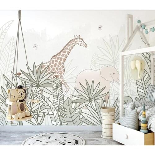 Milofi custom 3D wallpaper mural hand-painted forest small animal illustration children background wall high-end decorative wall