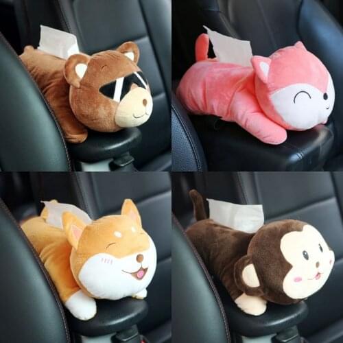 Creative Cartoon Cute Tissue Box Armrest Box Car Sun Visor Seat Back Hanging Tissue Box Car Napkin Holder Auto Accessories