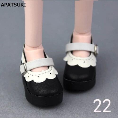 6*2.5cm White Black Fake Leather Fashion Shoes For 1/4 BJD Doll Shoes For 40-50cm XinYi Doll High-heel Shoes For Saron Dolls
