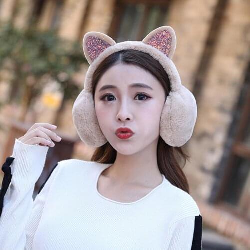 Fashion Women Ears Sequins Plush Earmuffs Earflap Earcap Winter Ear Warmer Plush Earmuff for Girls Ladies Ear Care Health Care