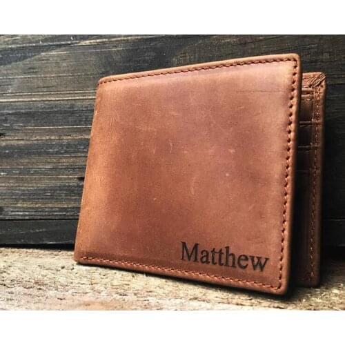 Personalized names Mens Wallet Leather Groomsmen husband Valentines fathers day boyfriend gifts Mens Wallets birthday gifts