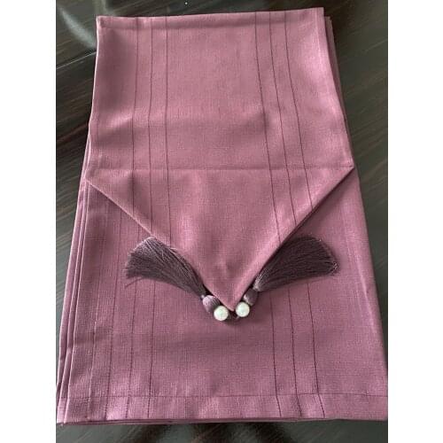 Purple Color Interlocking Set Stain resistant Antique Linen Table Cloth And Stain-resistant Super Runner