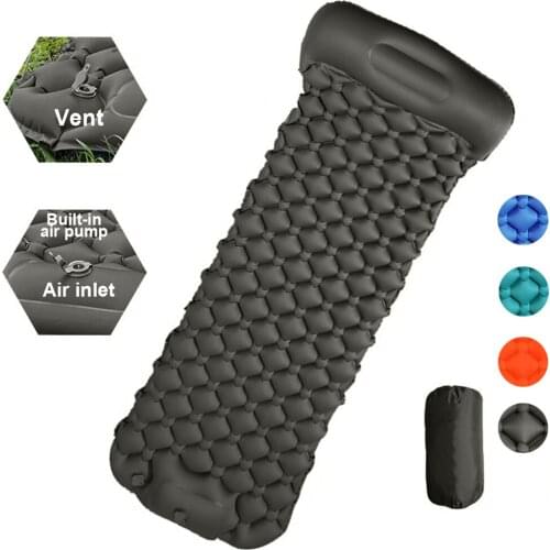 Outdoor Folding Sleeping Pad Camping Inflatable Mattress with Pillows Travel Bed Mat Ultralight Air Cushion Hiking Trekking