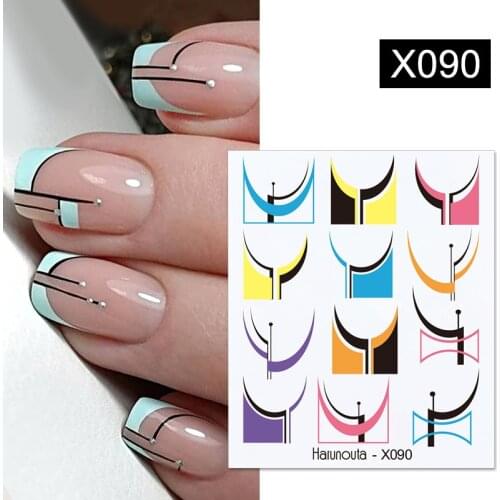 1 Sheet French Line Nail Water Decal Flower Marble Leaf Girl Stickers on Nails Water Ink Transfer Slider Nail Stickers Decor