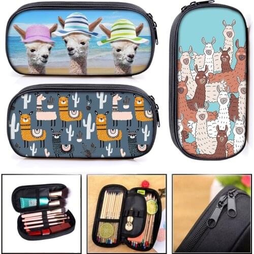 Novelty Flower Alpaca Pencil Bags Stationery Kids School Cases Pencil Boys Girls PenBag for School Supplies woman makeup bag
