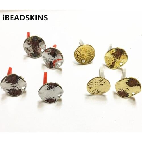New arrival! 16mm 100pcs/lot zinc alloy twisted coin-shape Stud earring/earrings accessories/Earring parts for Jewelry DIY