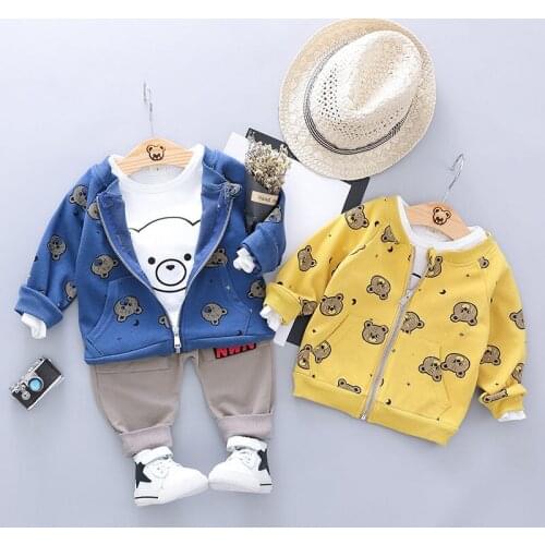 Baby Boys Clothes Spring Autumn Children T Shirts printe bear coats t-shirt Pants 3Pcs/sets Infant Kid Fashion Toddler Tracksuit