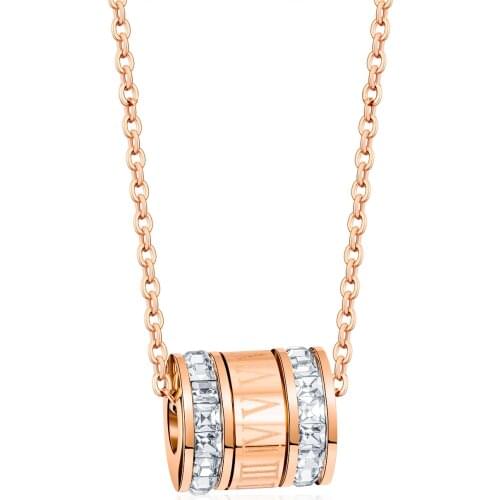 Crystal Chain Necklace Fashion Roman number Zircon Pendant Necklace 2021 Trendy Stainless Steel Necklace For Women Jewelry