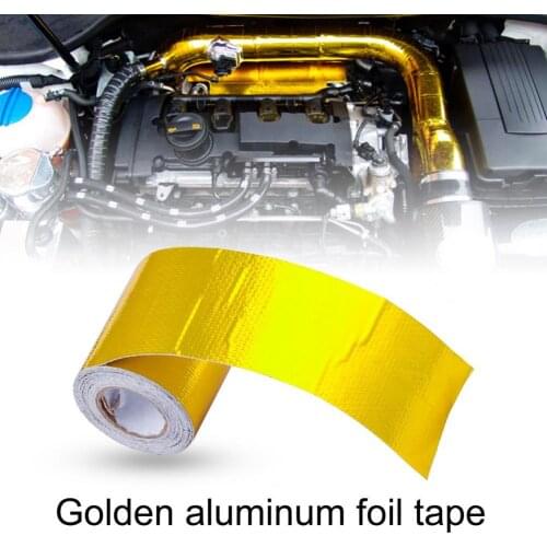 Heat Shield Wrap Self-adhesive Heat Insulation Golden Reflective Air Intake Tape for Car