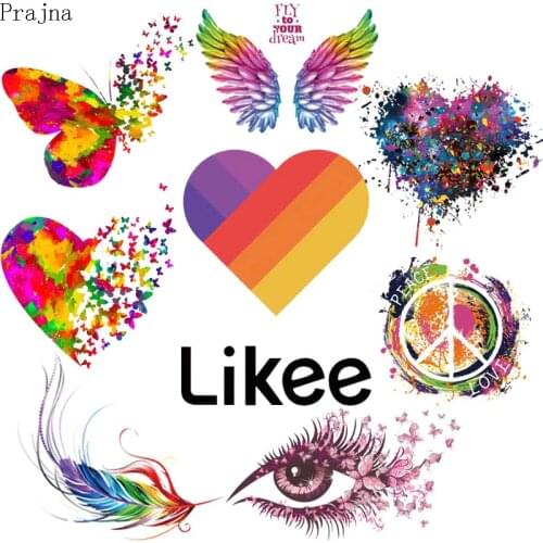 Prajna Likee Heart Iron On Transfer Patches For Clothes Stripe Iron Heat Transfer Vinyl Patch Stickers Thermal Applique Badge