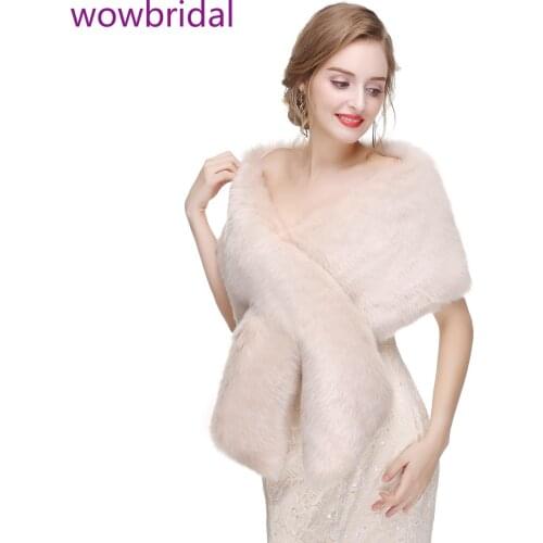 WOWBRIDAL Warm Faux Fur Winter Bridal Cape Wedding Cloaks Party Wraps Jacket Wrap Boleros De Encaje Boleros De Mujer
