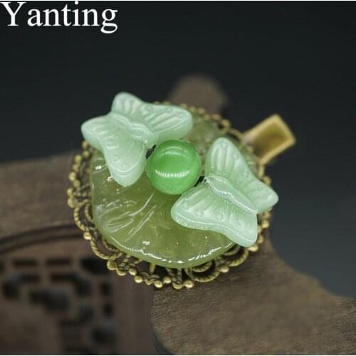 Yanting Butterfly Hair Claws Wholesale Opal Beads Glass Glazed Flower Hair Jewelry Vintage Hairpins Female 2018 Gift 082
