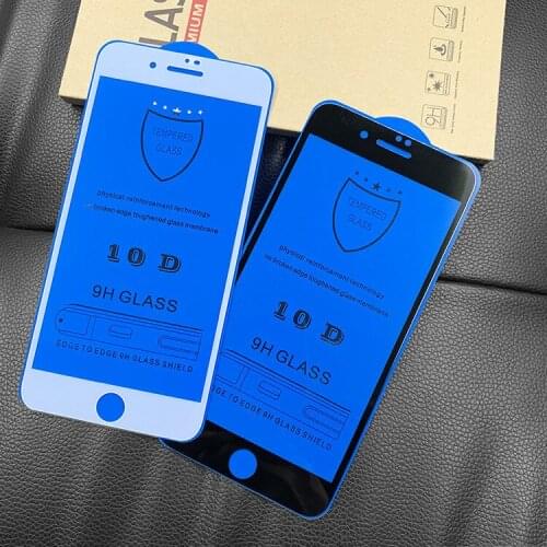 50pcs 10D Glass Screen Protector For iPhone 12 11 Pro Max XS X 8 7 6S Plus SE2 Full Coverage Cover Tempered Glass Film On 12 Pro