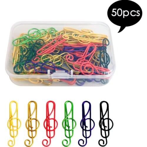 50pcs Paper Clips Durable Rustproof, Music Shape Paper Clips for Bookmark Office School Document Organizing Notebook Agenda