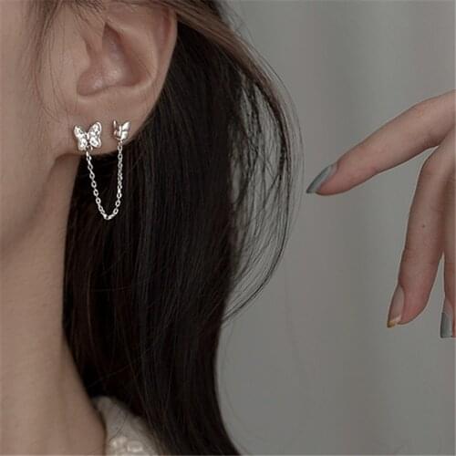 1 pcs 925 Sterling Silver Cubic Zircon Butterfly Stud Earrings For Women Girls Wedding Female Pendientes eh853