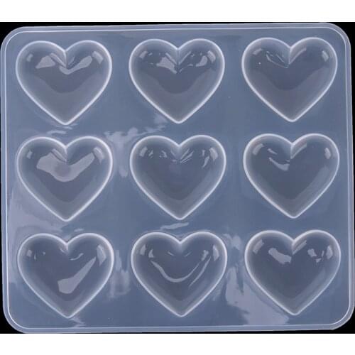 1PC 9-even UV Resin Jewelry Mold Heart Shape Silicone Cake Mold For DIY Decorate Making Pendant