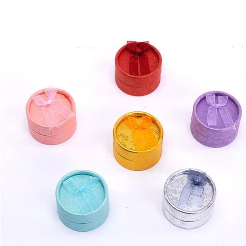 200Pcs/lot Coloful Bow Small Round Ring Box Stud Earrings Jewelry Box Gift Box For Ring Display Jewelry Wholesale