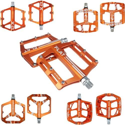 2020 MTB Pedals Bicycle Pedals Spindle Universal Cycling Pedals Aluminium Alloy Lightweight Bicycle Parts Flat Design Orange