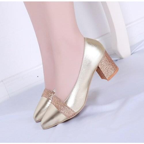 2021 New Hot Shallow Mouth Single Shoes Womens Mid-heel Thick Heel Pointed Toe Work Shoes Casual Women Shoes