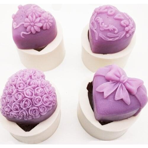 3D Silicone Soap Mold Heart Love Rose Flower Chocolate Mould Candle Polymer Clay Molds Crafts DIY Forms For Soap Base Tool Mold