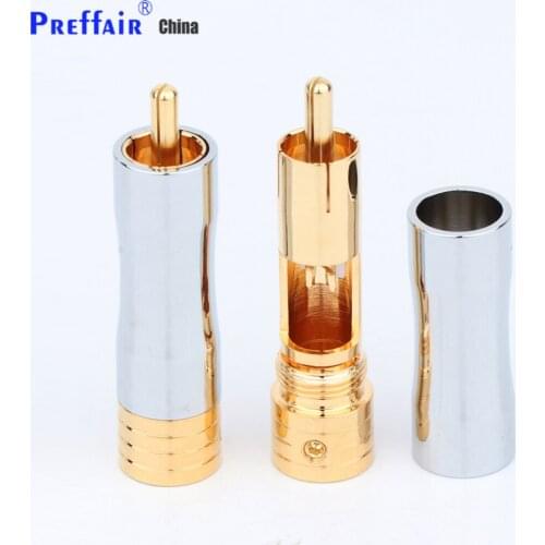 4PCS RCA Male Plug Adapter Audio Phono Gold Plated Solder Connector RCA Repair Ends HIFI 8MM Cable Plug