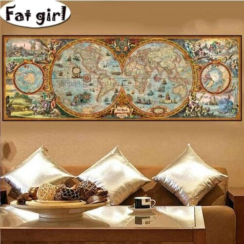 World Map Diy Diamond Painting 5D Embroidery Cross Stitch Kits Mosaic Full Square Round Drill Living Room Wall Decoration Gift