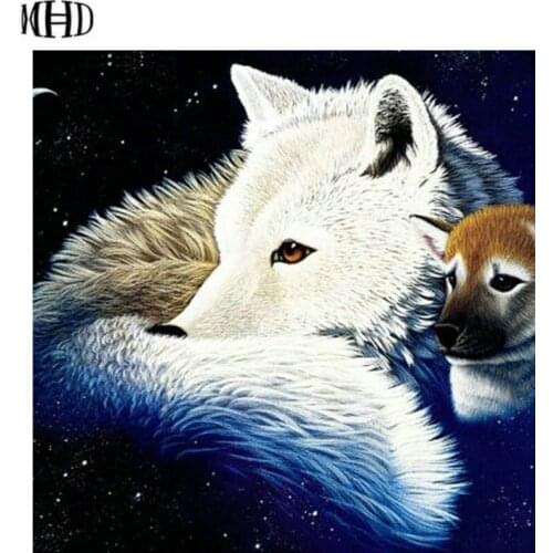 MHD Wolf 5d diy diamond painting full square / round 3d diamond painting animal stickers diamond embroidery embroidery wolf