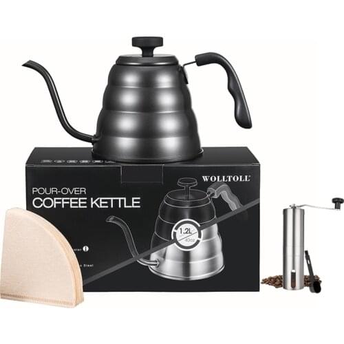 Pour Over Kettle, Pour Over Coffee Kettle with Thermometer Stainless Steel Gooseneck Kettle 1.2L Tea Kettle for Exact Temperatu