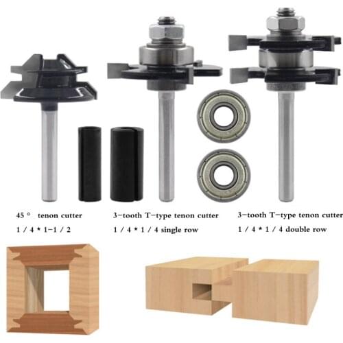 Woodworking milling cutter 45 degree tenon and tenon cutter, panel cutter, line cutter, 3-tooth T-type engraving machine woodwor