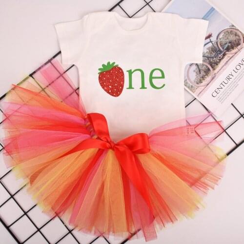 Baby Girl Sweet Strawberry Tutu Outfit 1st Birthday Girls Baby Tutus Summer Clothes Set Infant Cake Smash Photo Shoot outfits