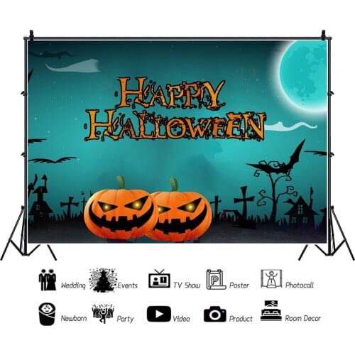 Painted Happy Halloween Cartoon Pumpkin Lantern Studio Portrait Photography Background Party Decors Photo Backdrop Photocall