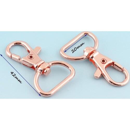 Rose gold Swivel Clasp 20mm Lanyard clasp key chains Swivel Snap Hook Purse strap clasp Metal Lobster Clasp