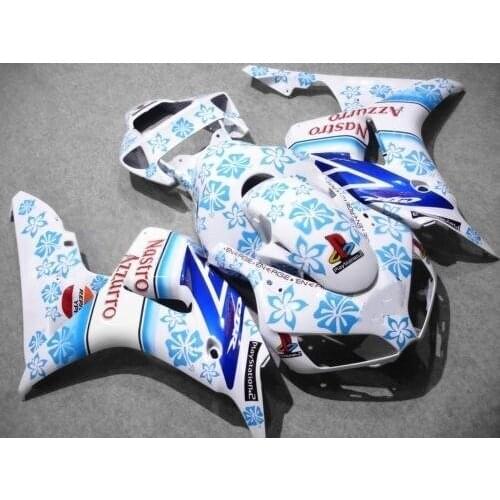 Motorcycle Fairing kit for CBR1000RR 06 07 CBR 1000RR 2006 2007 CBR1000 ABS Blue flowers white Fairings set+gifts HG28