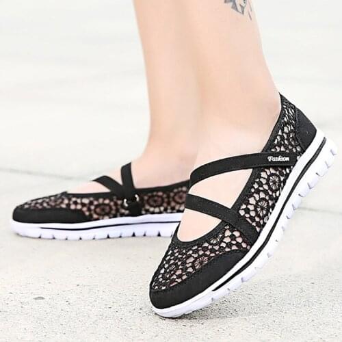 Summer Ladies Mesh Breathable Casual Sneakers Lightweight Comfortable Walking Shoes Mothers Shoes with Non-slip Foot Protection