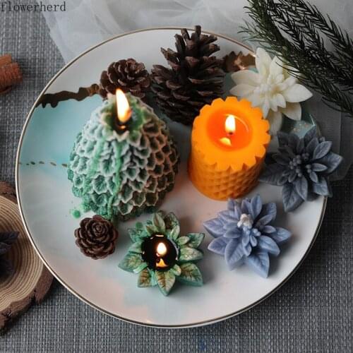 Kitchen Accessories Christmas Flower Silicone Mold DIY Candle Mold Resin Molds Cake Decorating Soap Mold Candle Making Jars