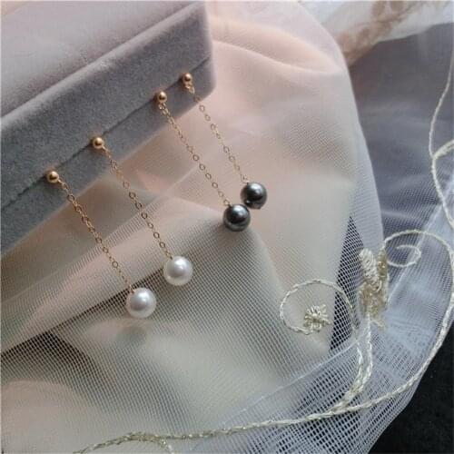 Liemjee Fashion Party Jewelry14k Gold Filled Round Bead Pearl Earrings For Women Feature Namour Charm Gift All Seasons