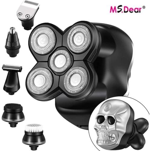 5 in1 Electric Razor Nose Hair Trimmer Rechargeable Clipper Ricoh head Shave Bald Machine 4D Floating Head Razor Shaver