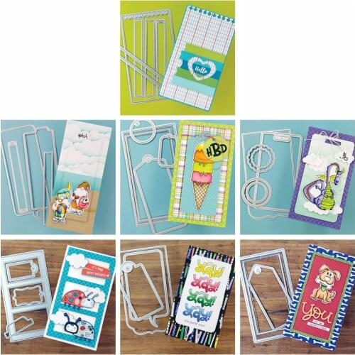 Mini Card Banner Tag Label Round Rectangle Dialogue Frame Metal Cutting Dies DIY Scrapbooking Craft Making Template 2021 New