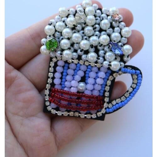 Fashion Cup patches for clothes rhinestone beaded Patches for clothing DIY sew on parches Embroidery appliques