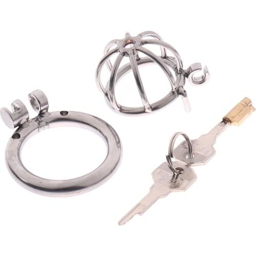 Stainless Steel Metal Male Chastity Cage Device Restraint Spiked-ring with Lock