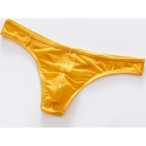 Men Sexy Low Waist Transparent Mesh Stretch Thong Solid Color Bikini Briefs See-Through Mini Underpants Panties Erotic Lingerie