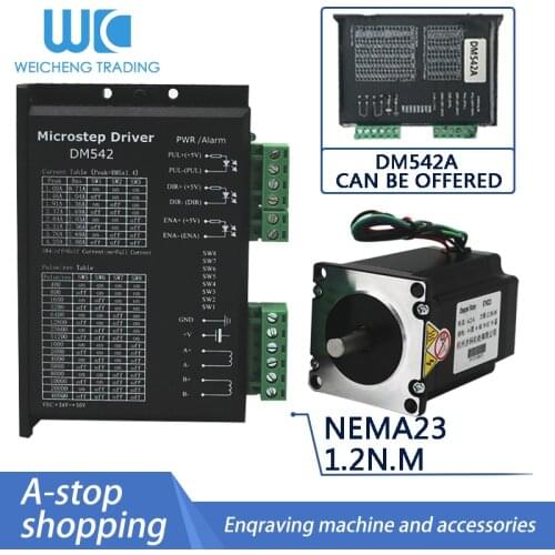 NEMA 23 CNC Kits Micro Stepper Driver AC24V-50V 2 Phase Easy Stepper Motor 1.2Nm 1.8 Degree 3A for CNC Engraving Machine