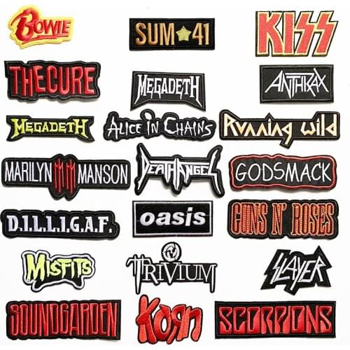 BAND ROCK MUSIC Iron On Patches Cloth Mend Decorate Clothes Apparel Sewing Decoration Applique Badges Heavy Metal