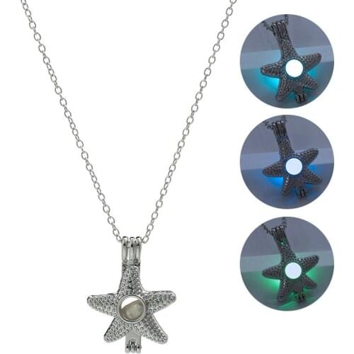 Sea Star Luminous Stone Pendant Necklace Classic Chain Glowing Necklace Women Delicacy Vintage Jewelry Accsaries New 2019