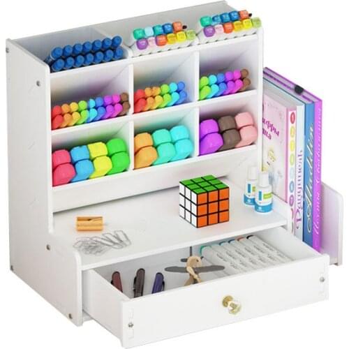 Plastic Storage Box Desk Organizer Stationary Rack Book Pen Holder Storage Holder Capacity Sundries Organizer Office Accessories