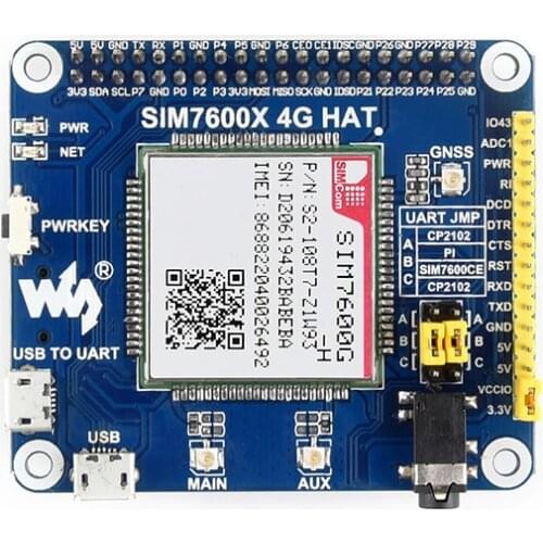 Raspberry Pi 4th Generation SIM7600G-H 4G Expansion Board 4G / 3G / 2G Wireless Communication Global Communication