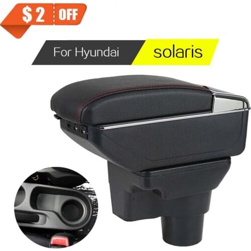 Armrest Box for Hyundai Solaris 2 Accent Car Center Console Storage Container Double Layer Raised with USB Charging Ports